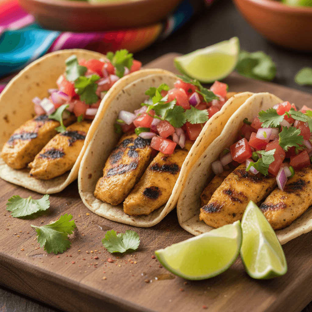 Authentic Mexican street tacos with grilled chicken