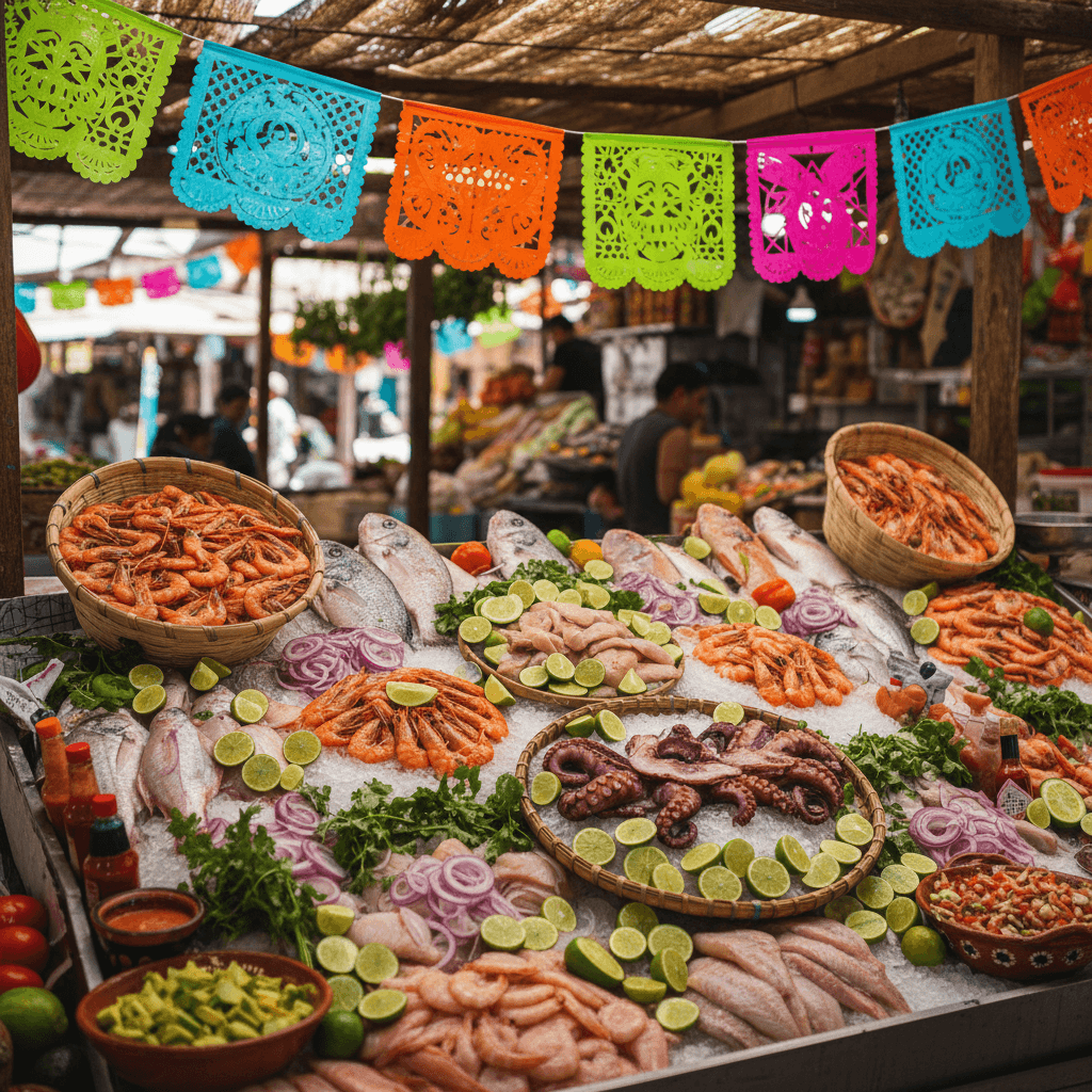 Fresh seafood selection at Los Paisanos