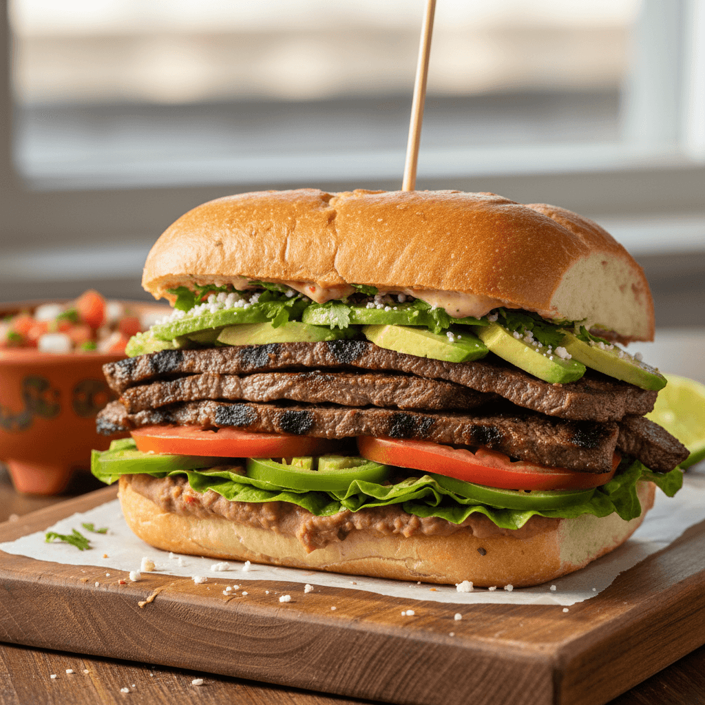 Authentic Mexican torta sandwich