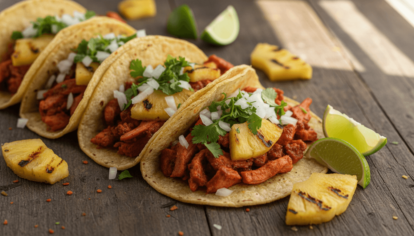 Delicious authentic Mexican tacos al pastor at Los Paisanos