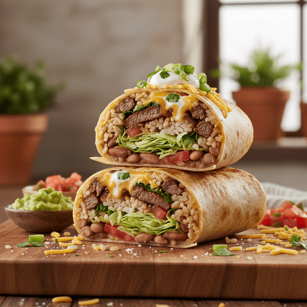 Authentic Mexican burrito with fresh ingredients