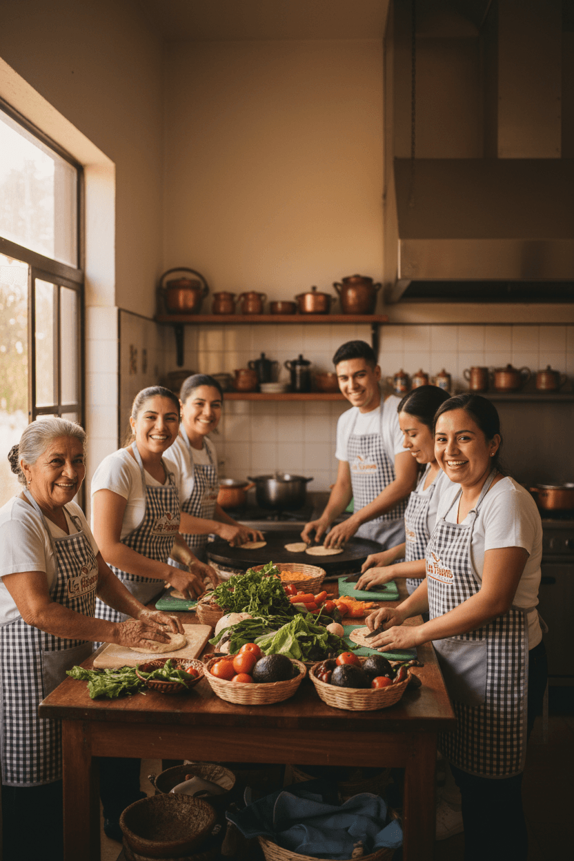 Los Paisanos team preparing authentic Mexican food