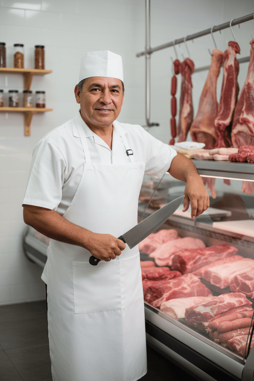 Expert butcher at Los Paisanos carniceria