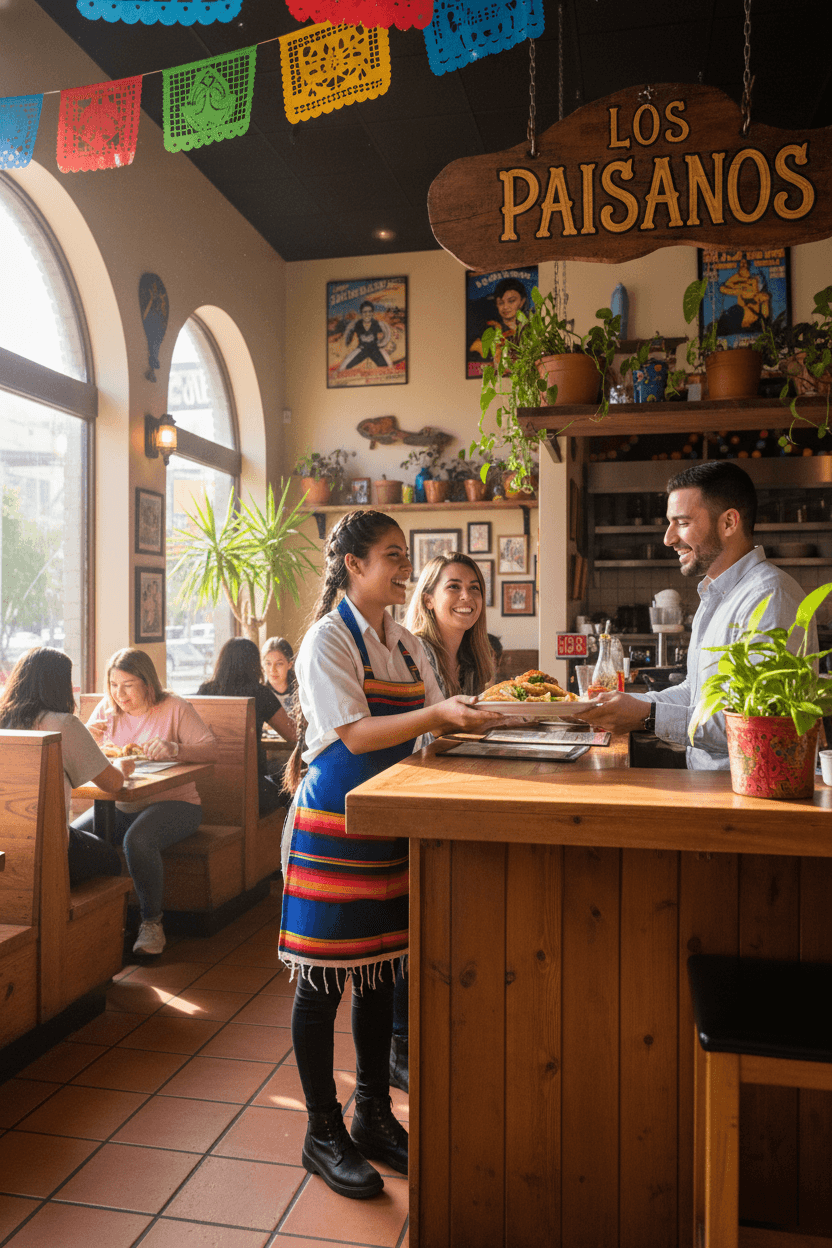 Friendly staff serving customers at Los Paisanos